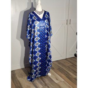 WINLAR TUNIC BUTTERFLY SLEEVE BLUE SATIN POLYESTER FITS MOST (2X-3X)